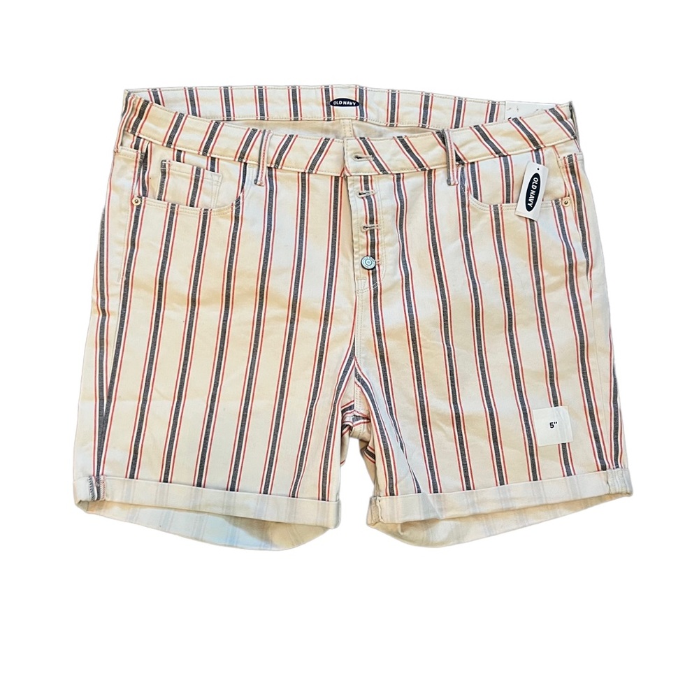 Old Navy Shorts Size 18 Striped Mid Rise Red White Blue NWT